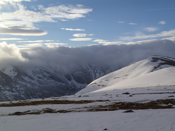 Cloud cap on Creag Meagaidh plateau.