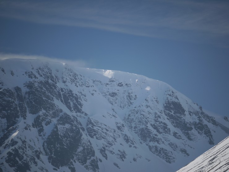 Cornice line still visible above part of 'Cinderella' in the Inner Coire of Coire Ardair.