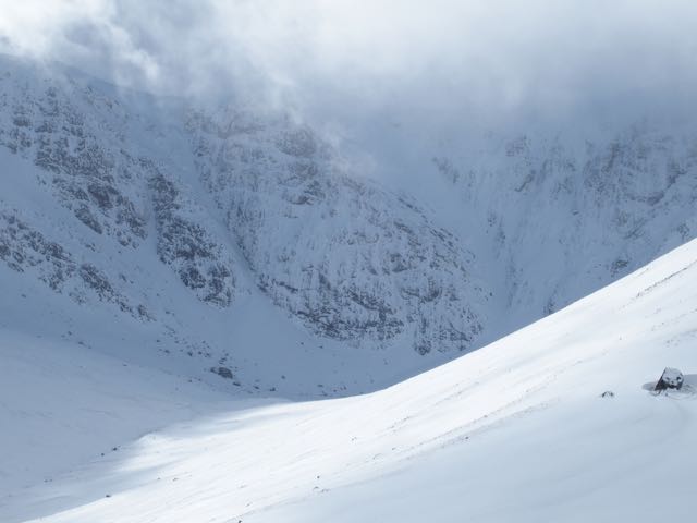 Looking into Coire Ardair at one of the clearer moments.
