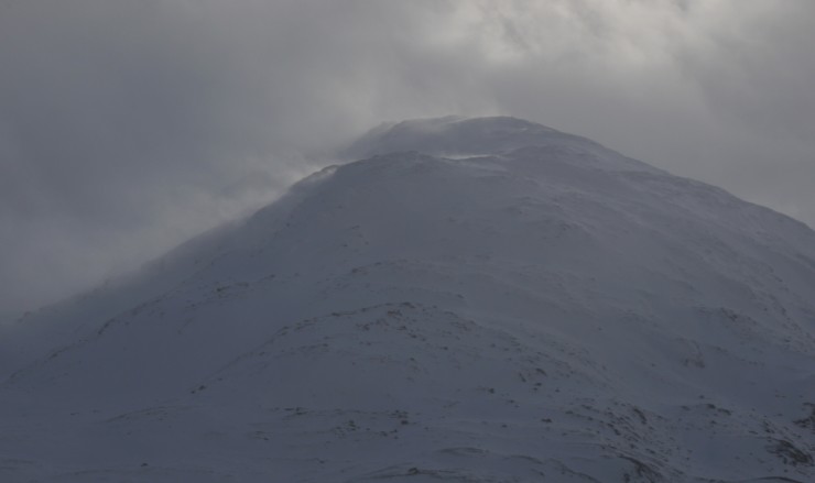 Part of the Creag Mhor ridge today during one of the blustery snow showers.