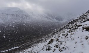 Brutal summit winds during showers.